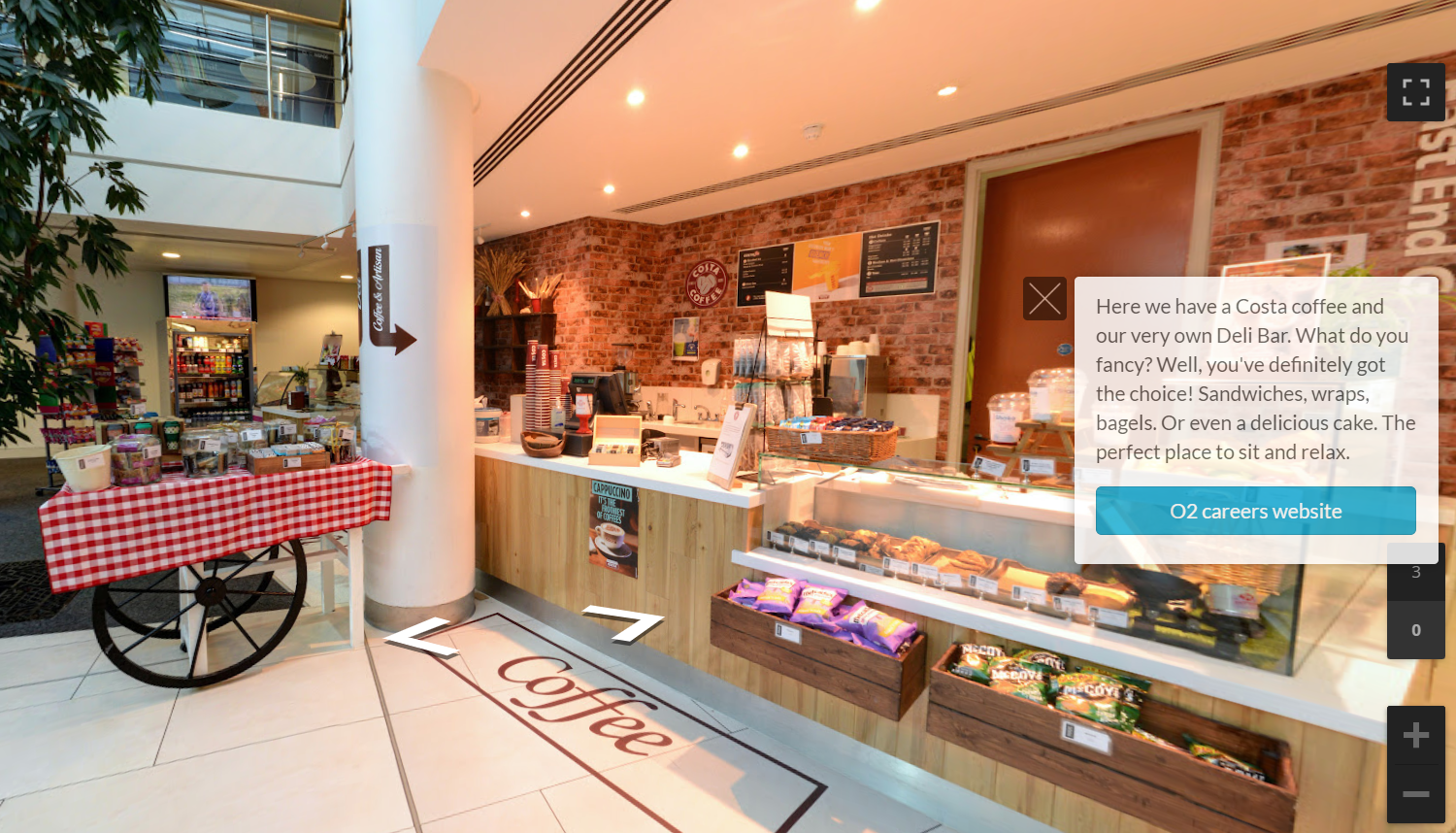 O2 coffee shop virtual recruitment tour